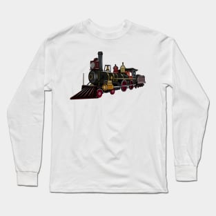 Steam locomotive cartoon illustration Long Sleeve T-Shirt